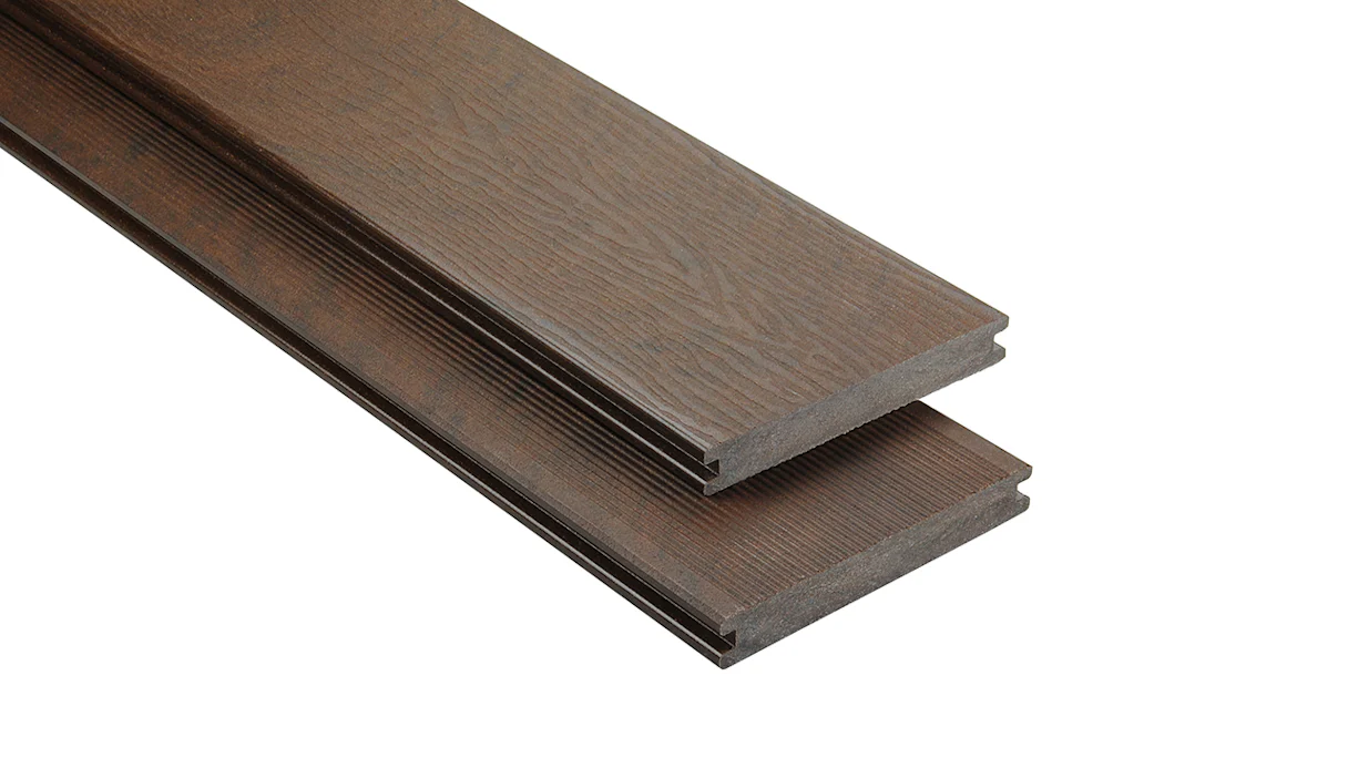 planeo pavimenti WPC - tavola per decking castagno massiccio strutturato - goffrato/scanalato
