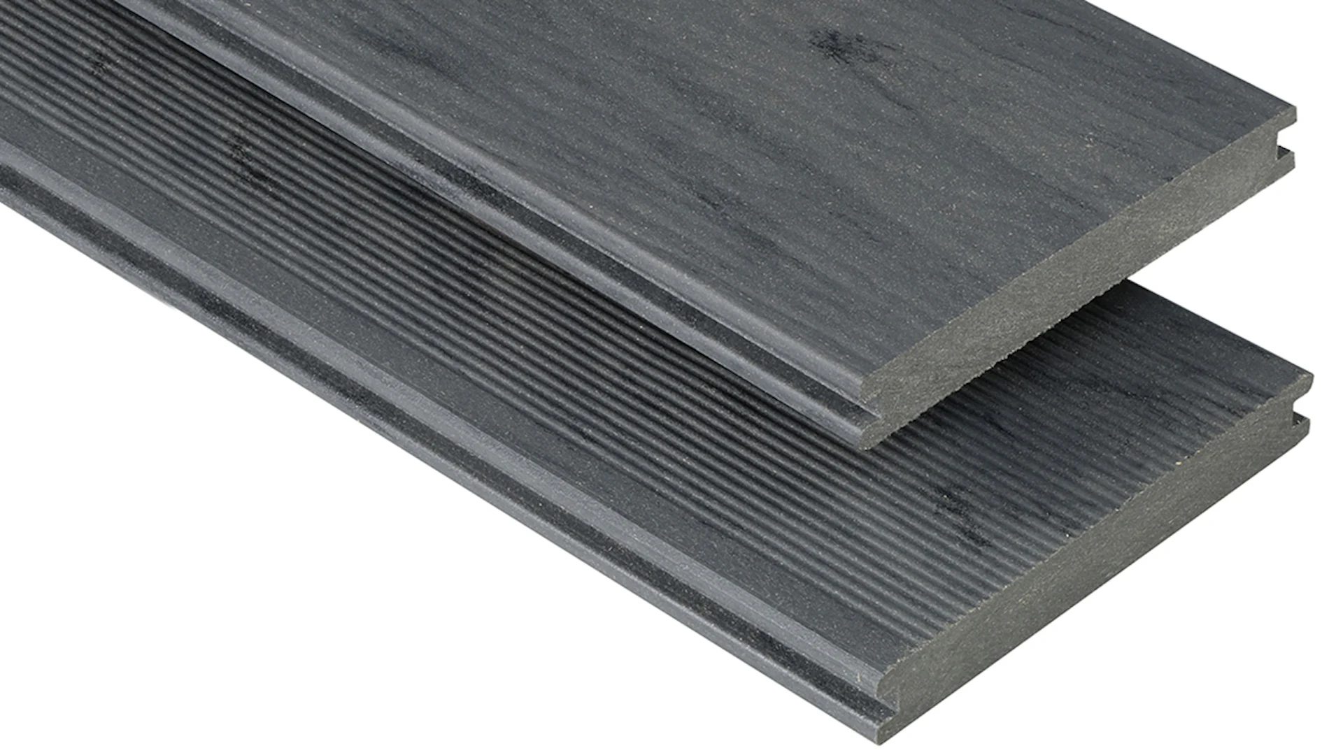 planeo WPC - solid smoked oak decking board embossed/fluted - 1m to 6m