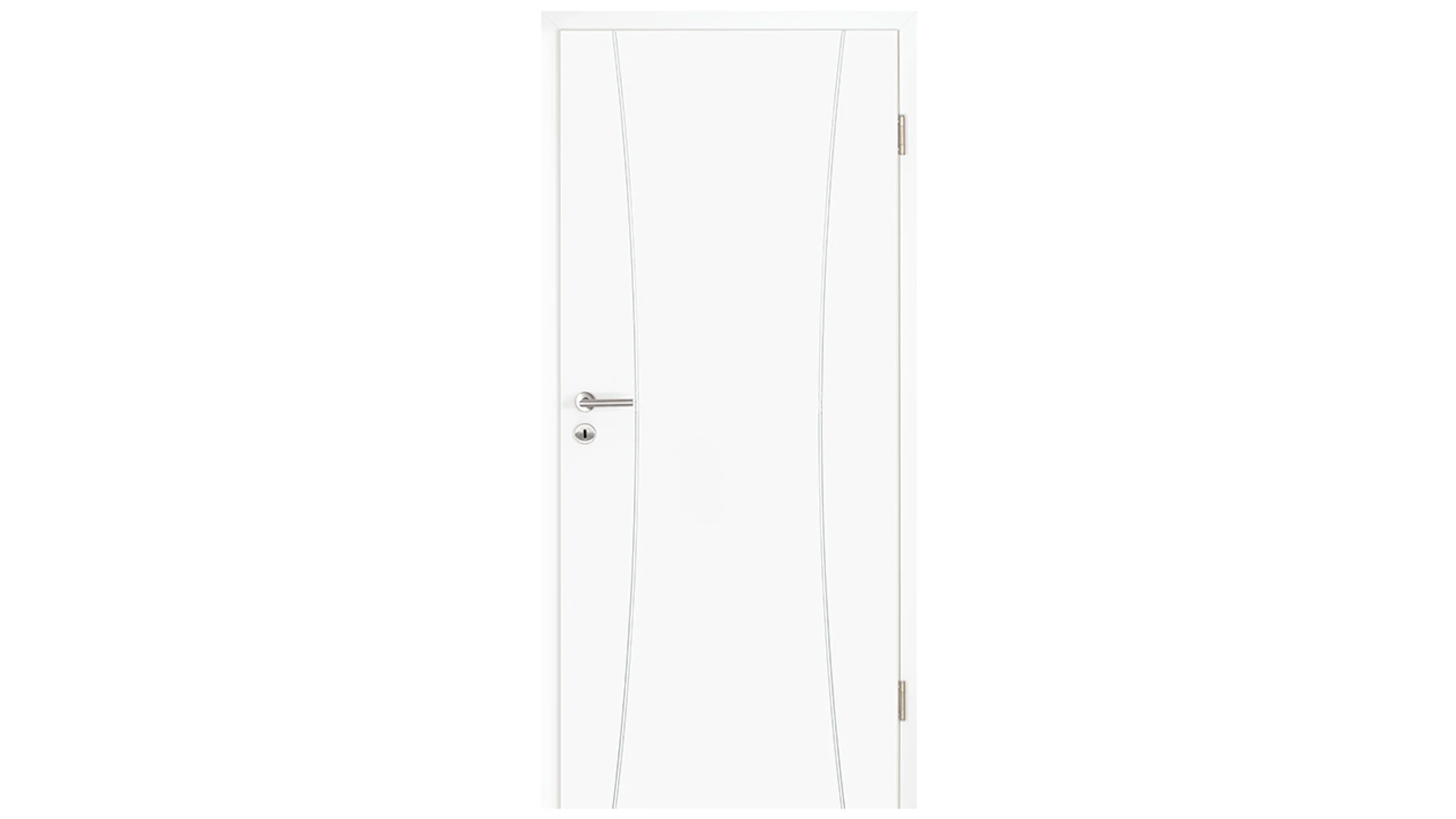 planeo interior door lacquer 2.0 - Kunibald 9010 white lacquer 2110 x 610 mm DIN R - round RSP hinge 3-t
