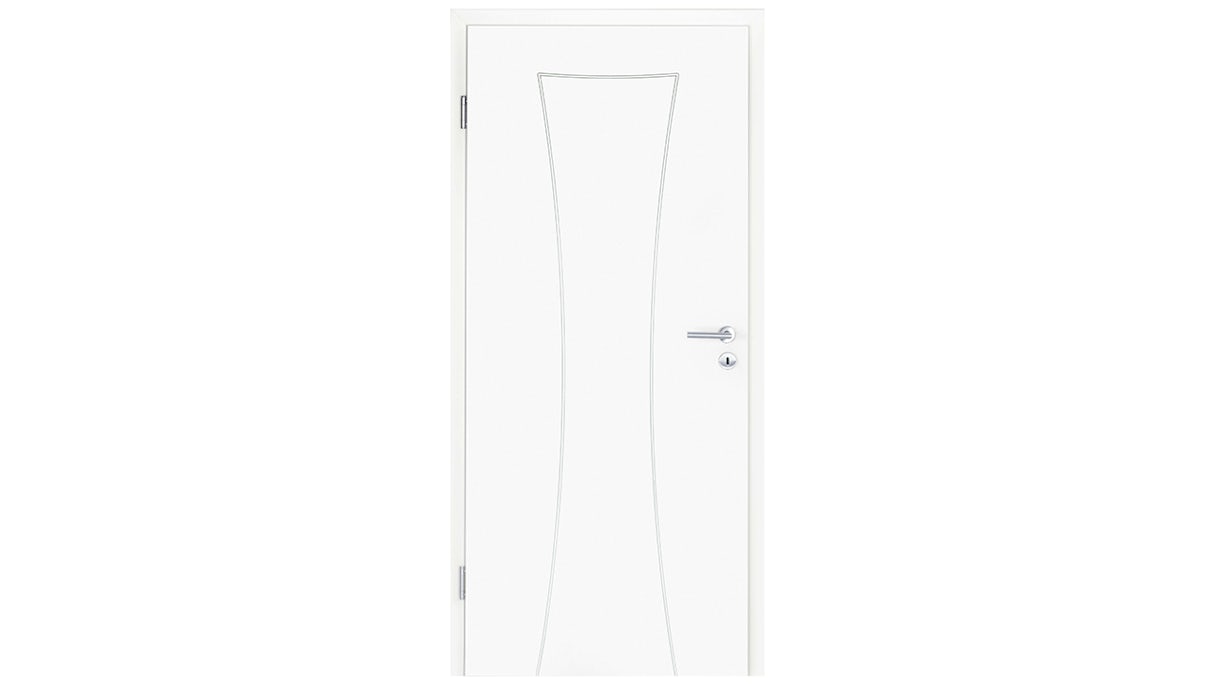 planeo interior door lacquer 2.0 - Kuno 9010 white lacquer 1985 x 860 mm DIN L - round RSP hinge 3-t