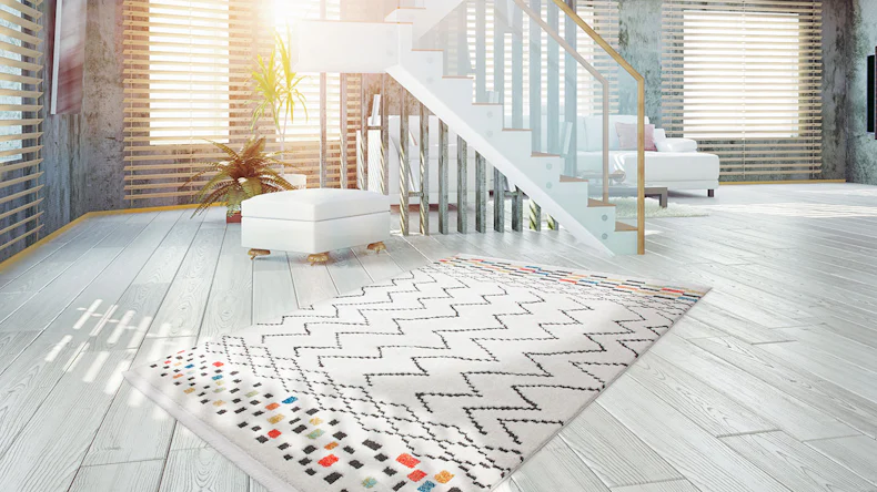 tapis planeo - Agadir 410 blanc / noir / multi 200 x 290 cm