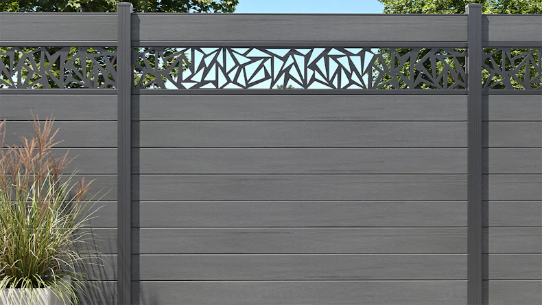 planeo Gardence BPC-Zaun - Shady Grey co-ex Designeinsatz optional 180 x 180 cm