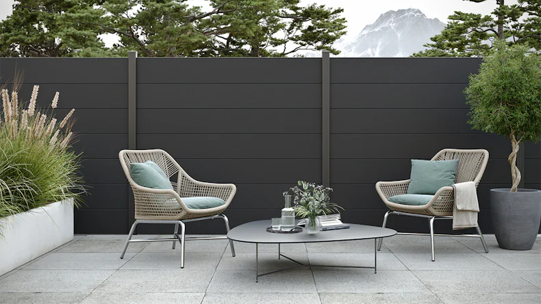 planeo Gardence BPC-Zaun XL - Anthracite inkl. Designeinsatz Triangle 180 x 180 cm