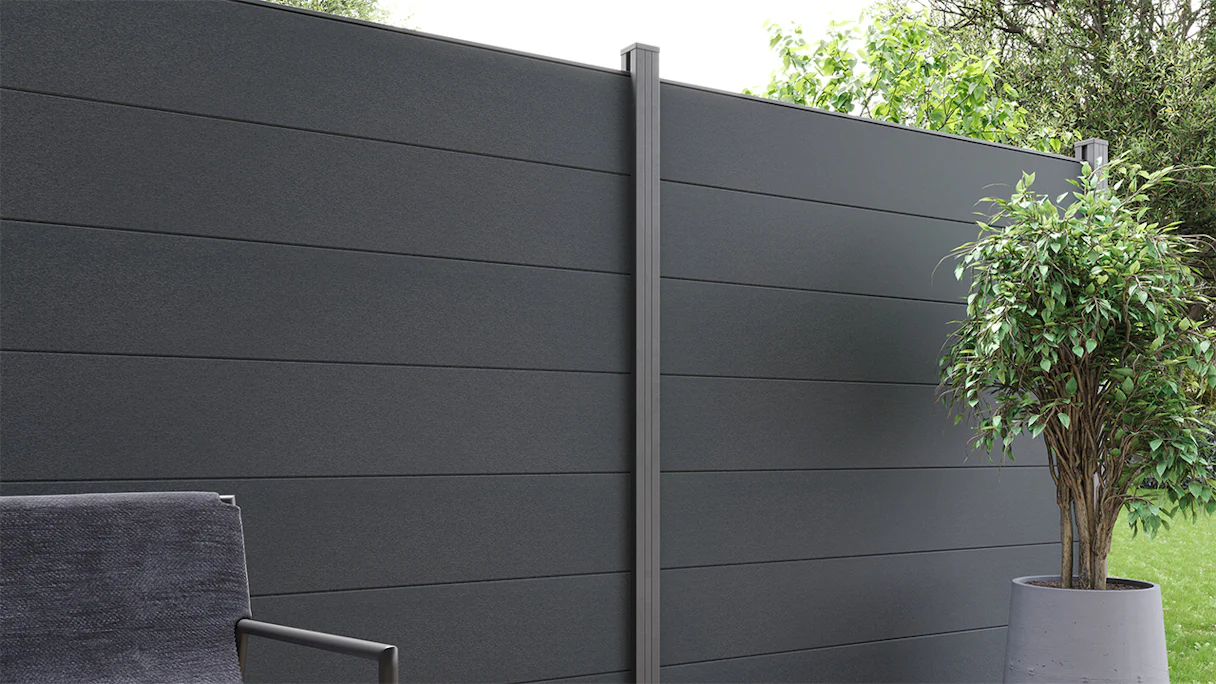 planeo Gardence Simply - Clôture PVC à emboîter Carré gris Anthracite 180 x 180 cm