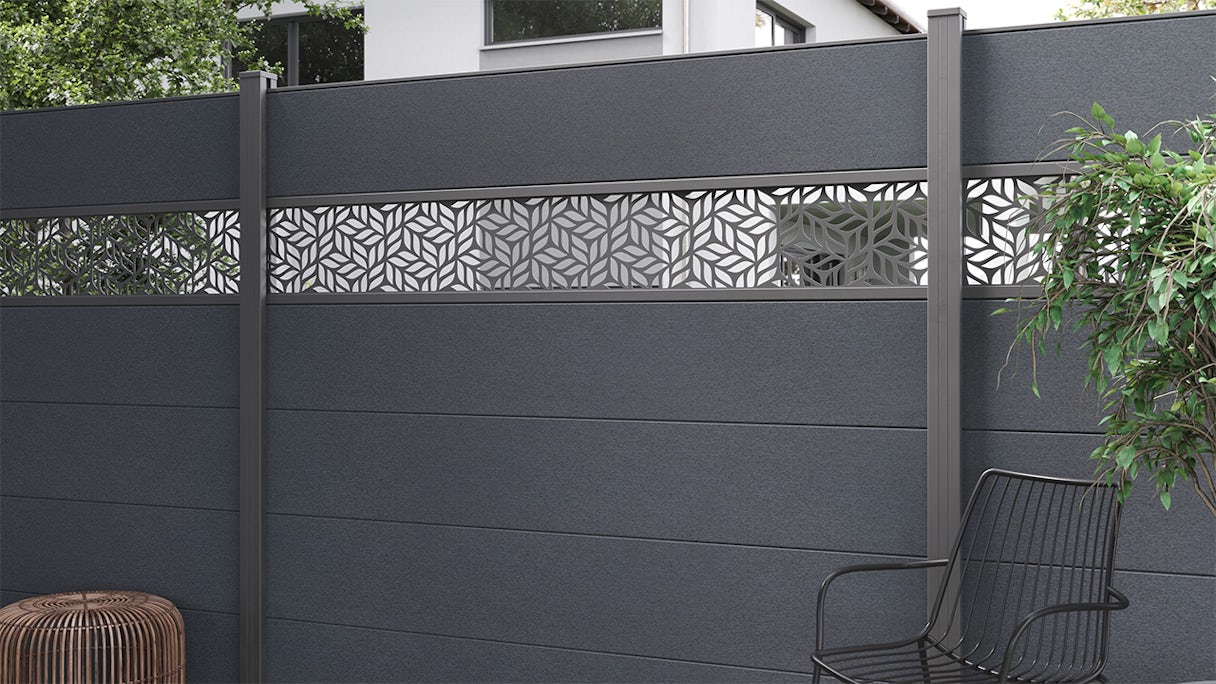 planeo Basic - PVC Plug-in Fence Square Anthracite Grey 180 x 180 cm