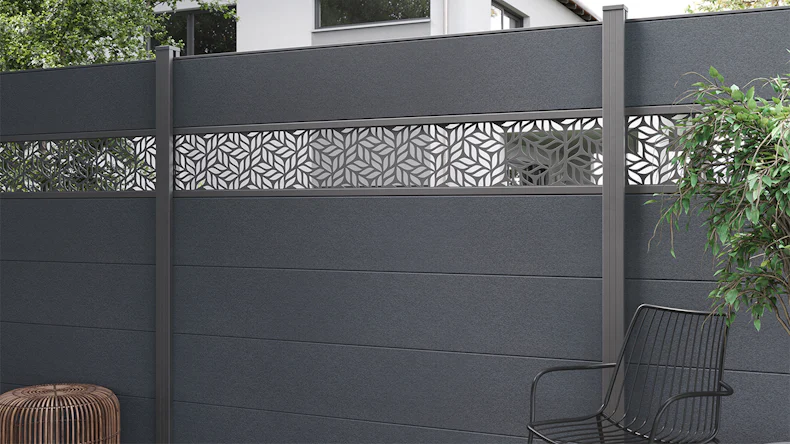 planeo Gardence Simply - Clôture PVC à emboîter Carré gris Anthracite 180 x 180 cm