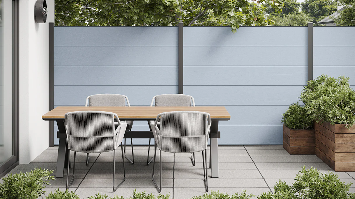 planeo Gardence Simply - Clôture PVC à emboîter Carré gris argenté 180 x 180 cm