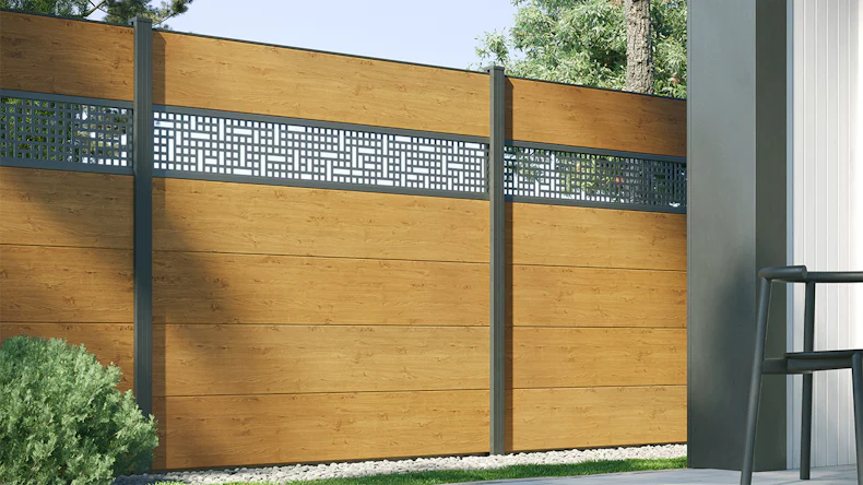 planeo Gardence Simply - Recinzione in PVC ad innesto Quadrata Quercia nodosa naturale