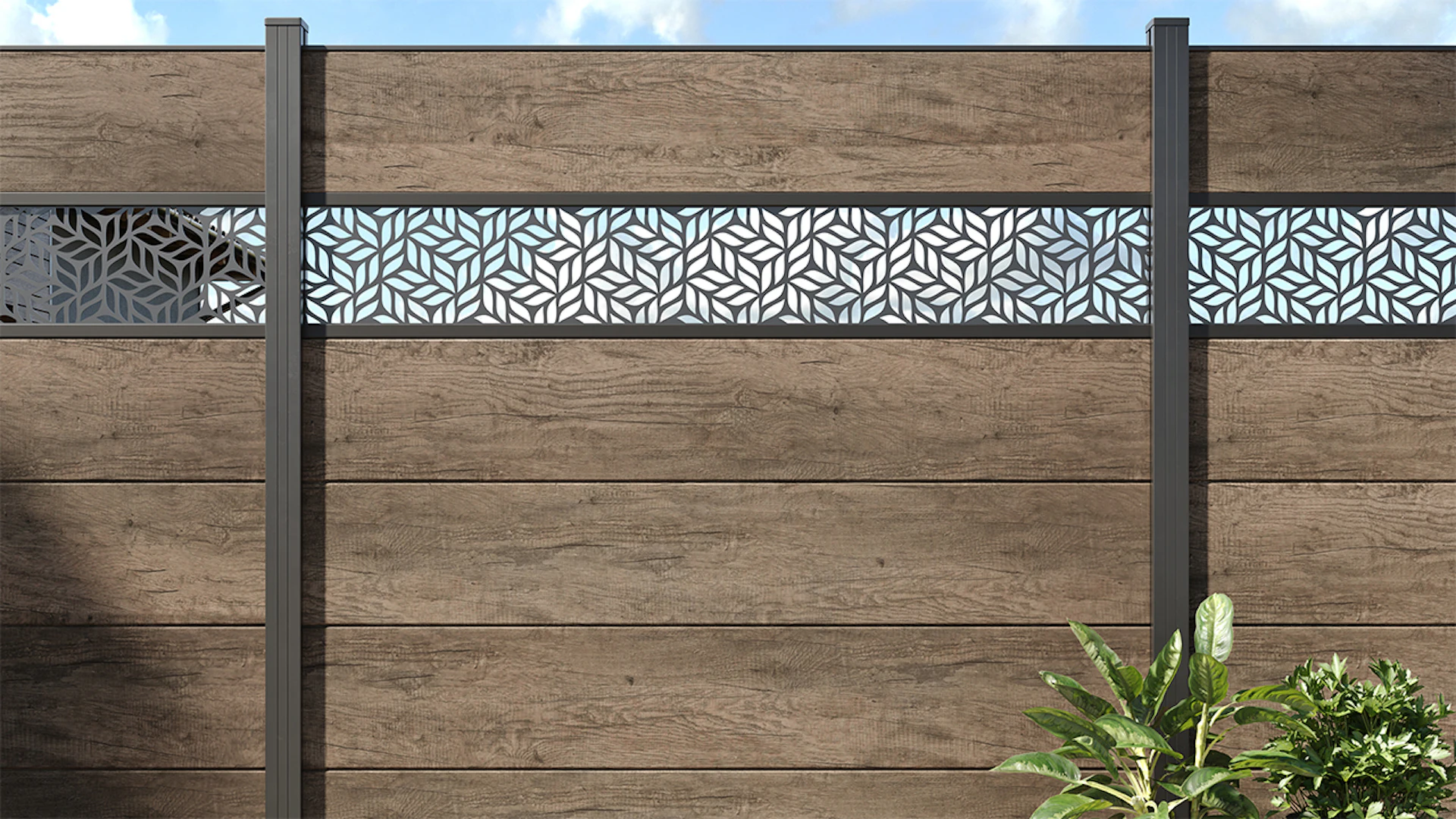 planeo Gardence Simply - PVC-Steckzaun Quadratisch Monument Oak 180x180 cm