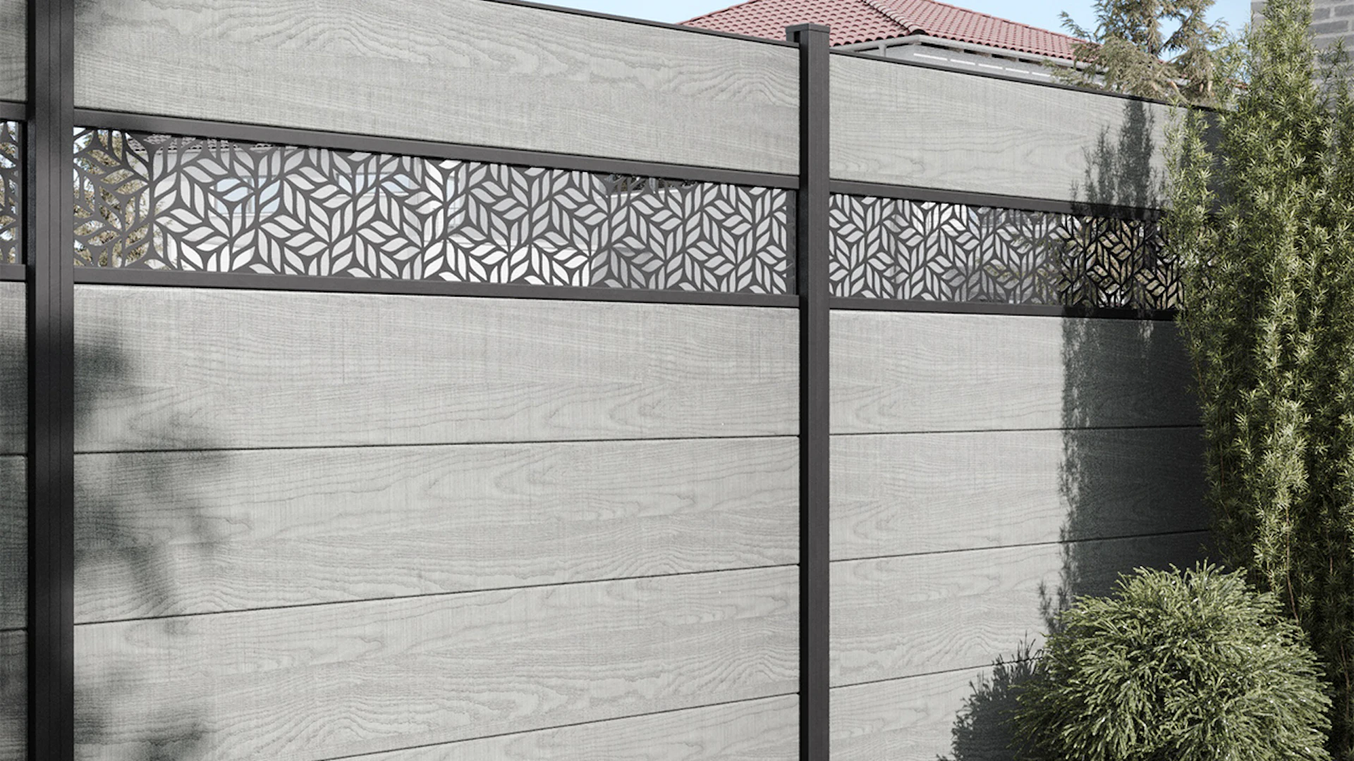 planeo Gardence Simply - PVC-Steckzaun Quadratisch Grey Ash Cut 180x180 cm
