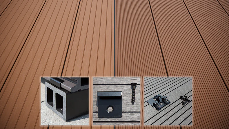 planeo LightWood WPC-Terrasse Komplett-Set Hohlkammerdiele 4.8m (7.2m²) - Hellbraun gerillt/genutet