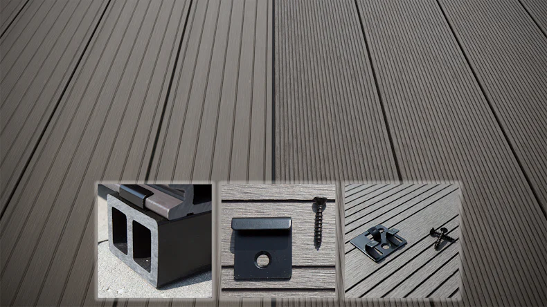 planeo LightWood WPC-Terrasse Komplett-Set Hohlkammerdiele 4.2m (47.88m²) - Hellgrau gerillt/genutet