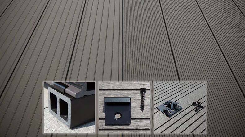 planeo LightWood WPC-Terrasse Komplett-Set Hohlkammerdiele 4.8m (50.4m²) - Hellgrau gerillt/genutet