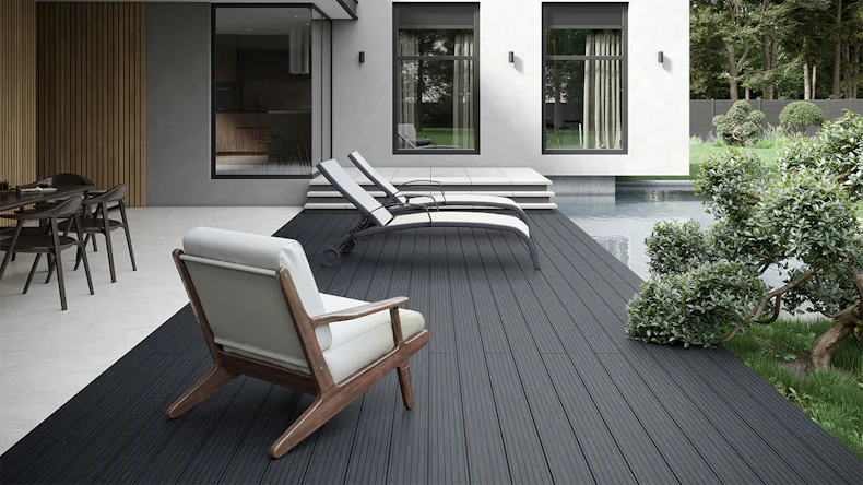 planeo BPC-Massivdiele schwarz 4m - gerillt/genutet (GR-SM-400-GG)