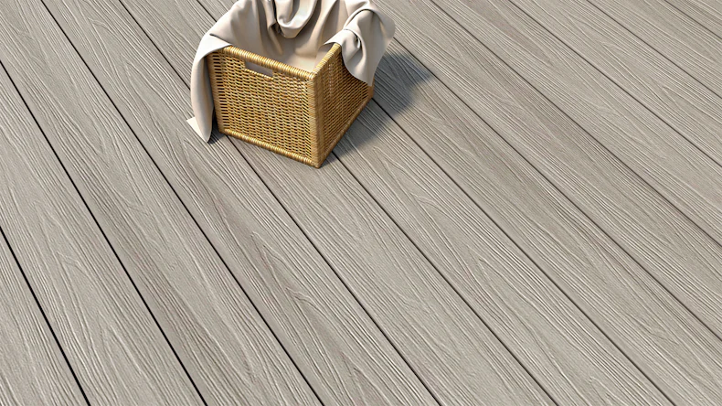 planeo MAXLine Nature - 3m WPC CoEx ummantelte XL Terrassendiele Verbundprofil leicht - Hellgrau strukturiert/glatt gebürstet