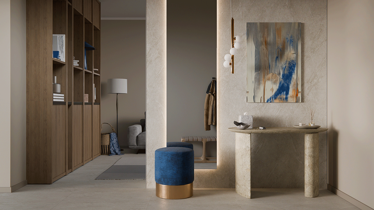 planeo Wandverkleidung SPC - CeraRock Tile Light Sandstone XL 280 x 117,5 cm