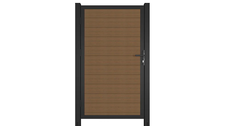 planeo INFINITY - WPC CoEx Universaltor Burma Teak mit Anthrazit Alurahmen 100 x 180 cm