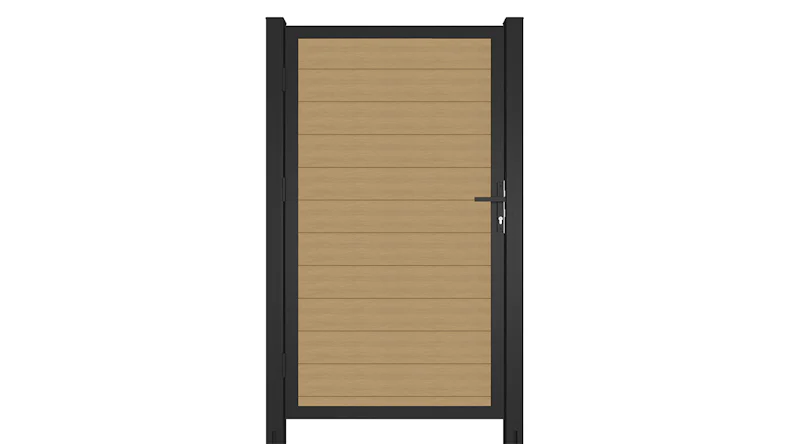 planeo INFINITY - WPC CoEx universal door sand with anthracite aluminium frame 100 x 180 cm