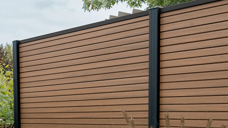 planeo LINEA - WPC CoEx Rhombus Steckzaun Burma Teak 176 x 183 cm