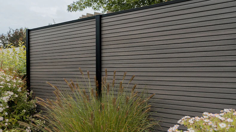 planeo LINEA - WPC CoEx Clôture à emboîter Rhombus gris foncé 176 x 183