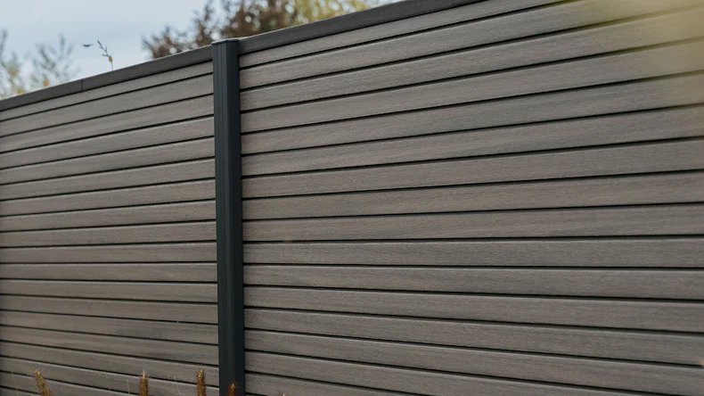 planeo LINEA - WPC CoEx Clôture à emboîter Rhombus gris foncé 176 x 183