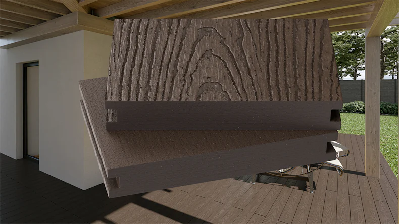 planeo SlimDeck Plancher massif BPC - Ebony 4m - lisse/structuré