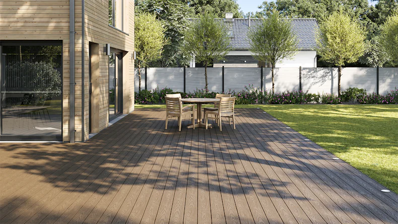 planeo SlimDeck BPC-Massivdiele - Mahagoni 4m - glatt/strukturiert