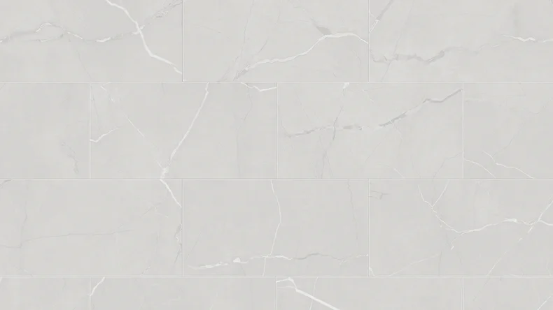 planeo Vinile rigido a incastro - STEINWERK PUCore XL Marmo grigio chiaro | Isolamento acustico integrato (NF-FXL-294)