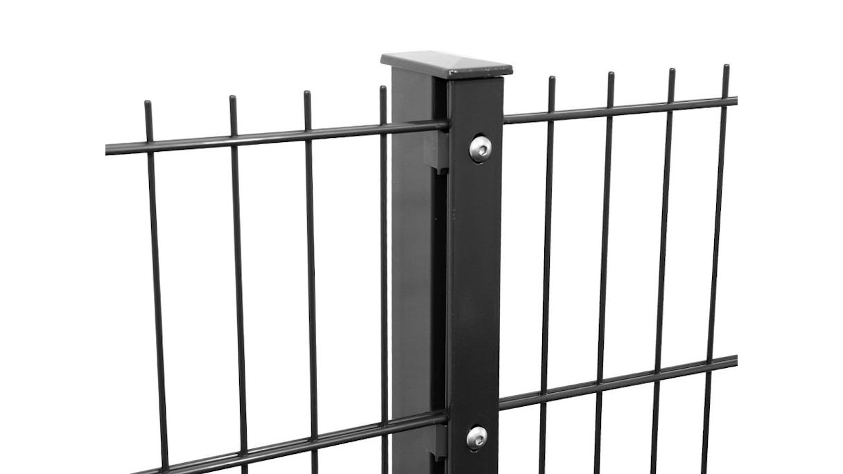 Poteau de clôture de type FB anthracite pour clôture à double maille - hauteur de la clôture 830 mm