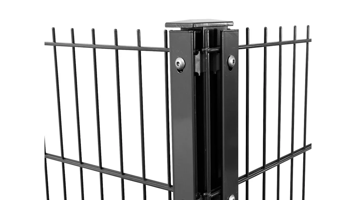 Corner post type FB anthracite for double bar fence - fence height 1430 mm