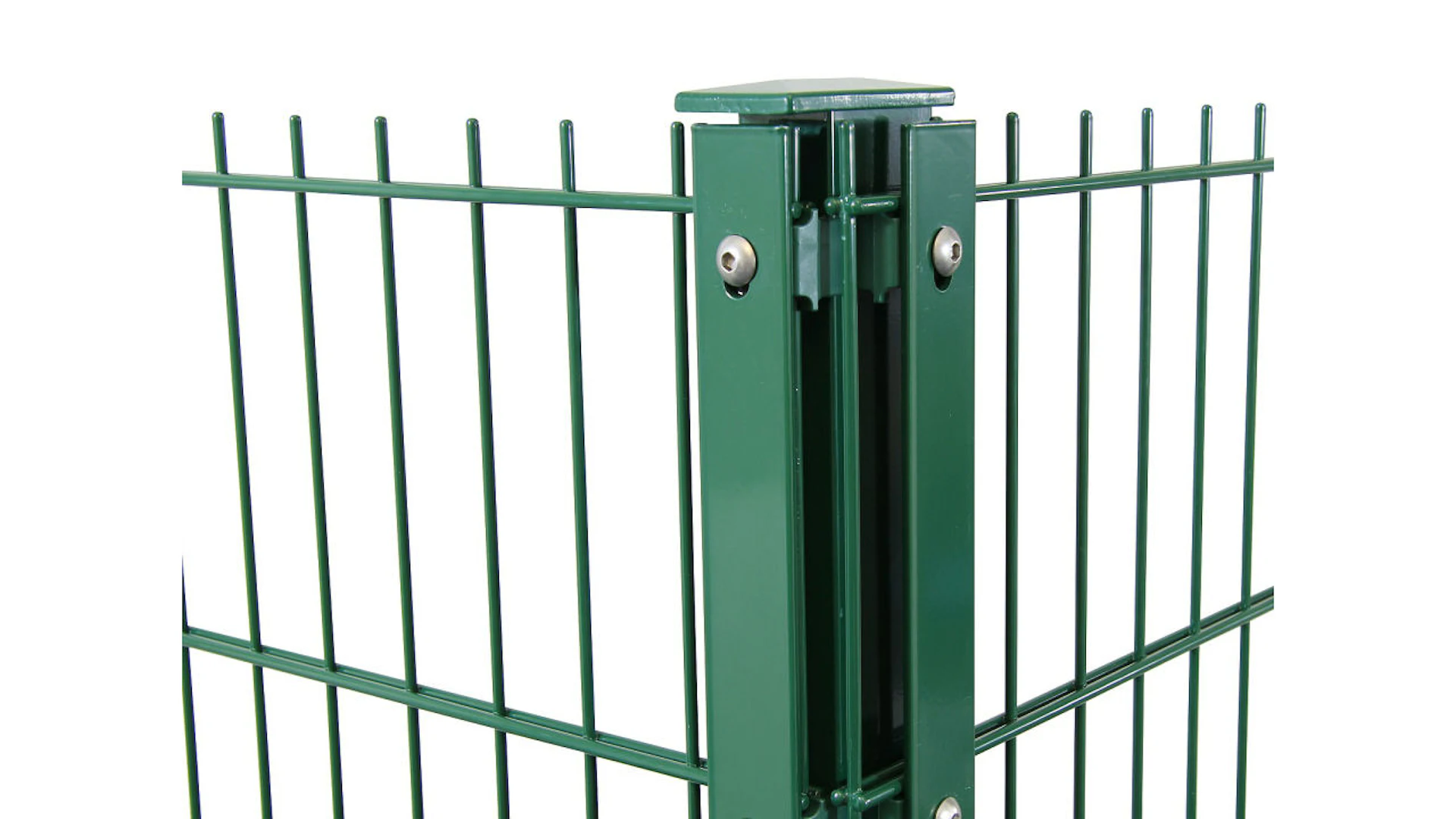 Poteaux d'angle de type F vert mousse pour clôture à double maille - hauteur de la clôture 1030 mm
