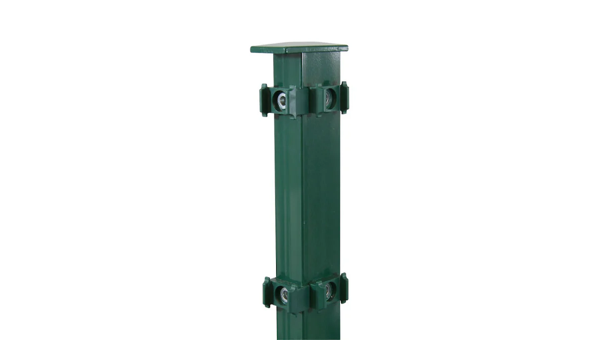 Corner post type FB moss green for double bar fence - fence height 1430 mm