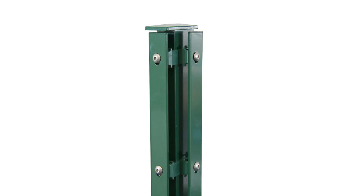 Poteau d'angle type FB vert mousse pour clôture à double maille - hauteur de la clôture 1830 mm