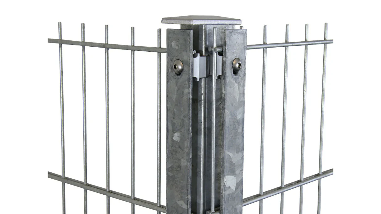 Poteaux d'angle de type F galvanisés à chaud pour clôture à double maille - Hauteur de la clôture 1630 mm