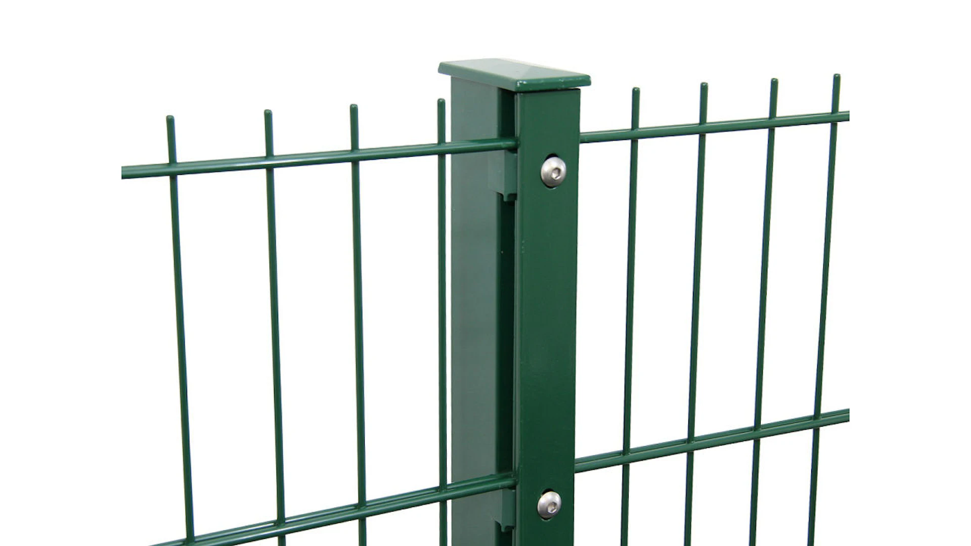 Poteau de clôture de type F vert mousse pour clôture à double maille - hauteur de la clôture 2030 mm