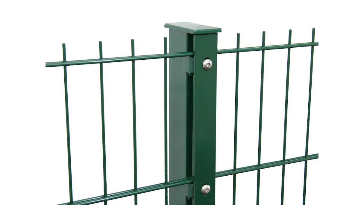 Poteau de clôture de type F vert mousse pour clôture à double maille - hauteur de la clôture 1030 mm