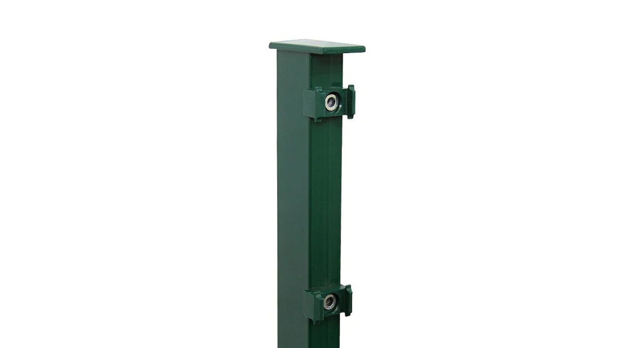 Poteau de clôture de type FB vert mousse pour clôture à double maille - hauteur de la clôture 1630 mm