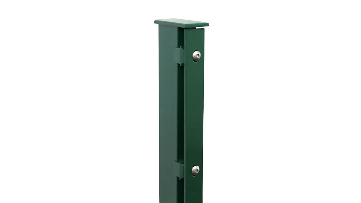 Poteau de clôture de type F vert mousse pour clôture à double maille - hauteur de la clôture 1830 mm