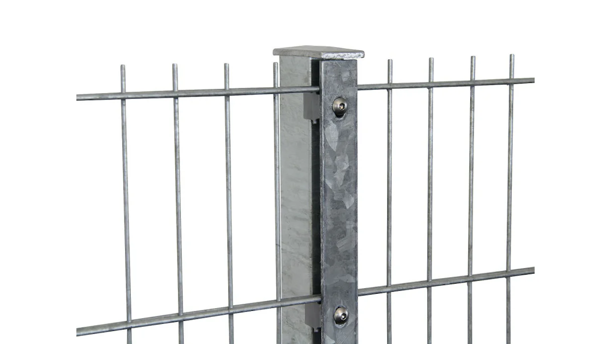 Poteaux de clôture de type F Galvanisés à chaud pour clôture à double maille - Hauteur de la clôture 1230 mm