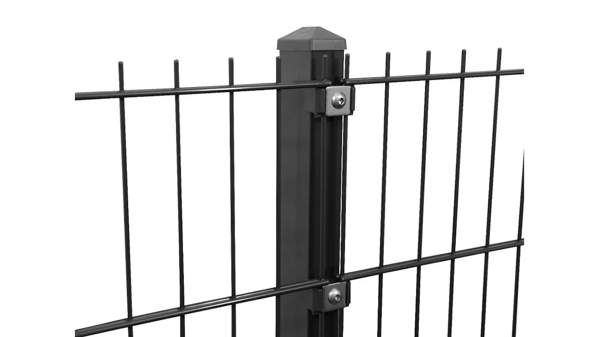 Poteau de clôture de type P anthracite pour clôture à double maille - hauteur de la clôture 1230 mm