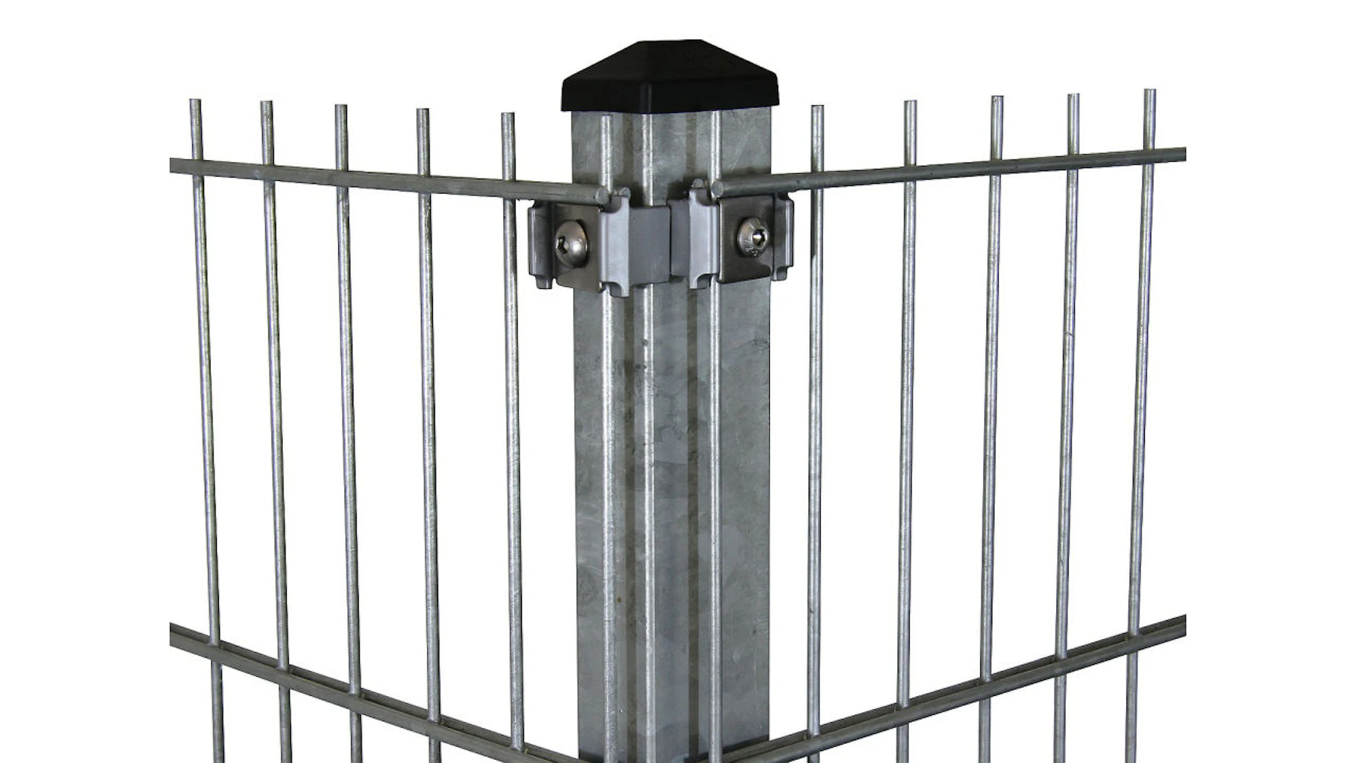 Poteaux d'angle type P galvanisés à chaud pour clôture à double maille - Hauteur de la clôture 1830 mm