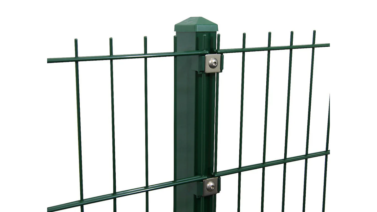 Poteau de clôture de type P vert mousse pour clôture à double maille - hauteur de la clôture 1230 mm