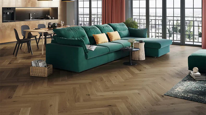 Skaben Premium Fischgrät Parkett Eiche Rustic natur geölt Optik angeräuchert gebürstet M4V