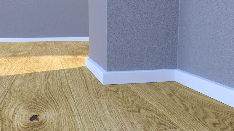 Skaben Premium Massivholz-Sockelleiste Cubus modern Profil - 40 mm - Weiß