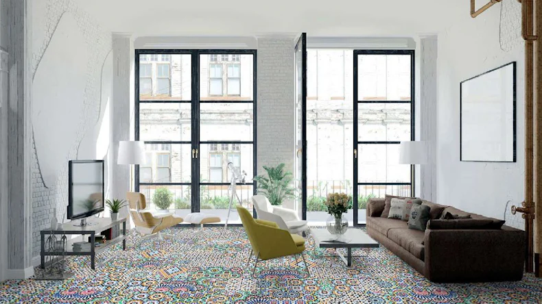 Kings Canyon Laminat Patchwork Blumen bunt Supermatt Fliese zum Klicken