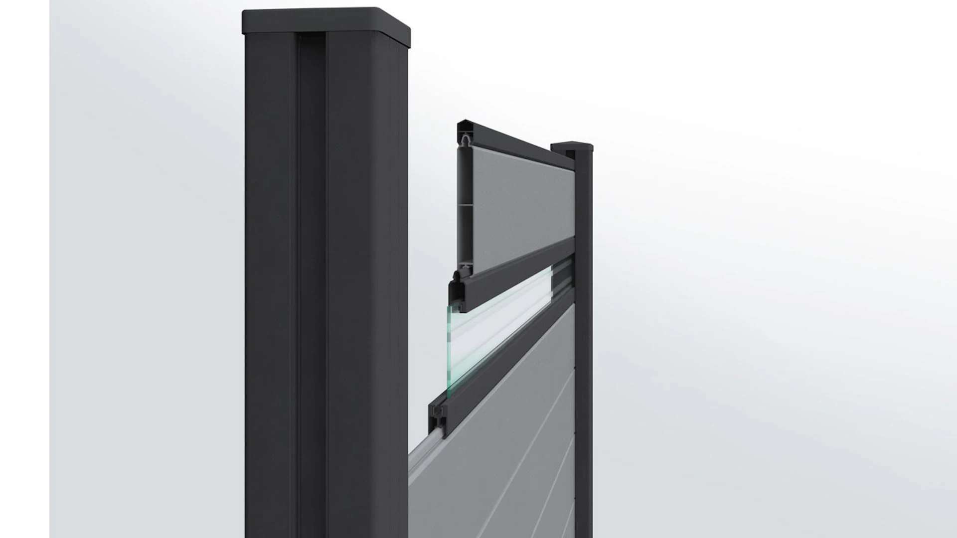 planeo Alumino - pali della porta rinforzato per l'installazione in calcestruzzo antracite DB703 9x9x240cm incl. tappo
