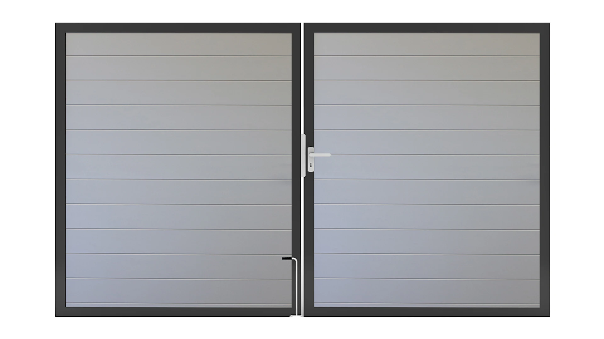 planeo Alumino - universal door 2-leaf silver grey with anthracite aluminium frame