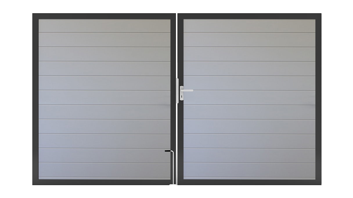 planeo Alumino - universal door 2-leaf silver grey with anthracite aluminium frame