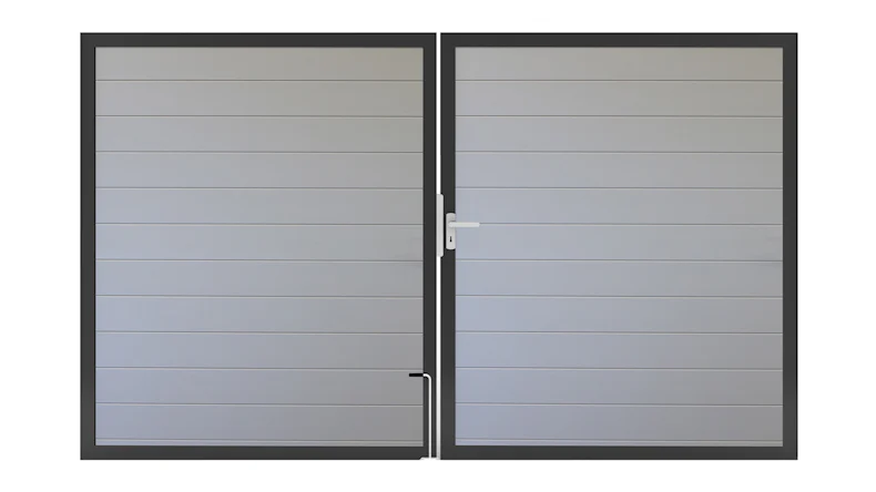 planeo Gardence Metallic - Alu-Universaltor 2-flügelig Silbergrau mit Anthrazit-Alurahmen