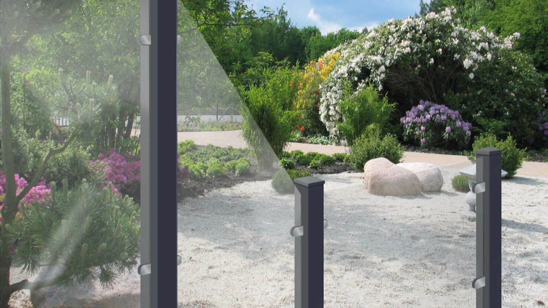 planeo Gardence Flair - Glas-Sichtschutz Hochkant Klarglas 120 x 180 cm